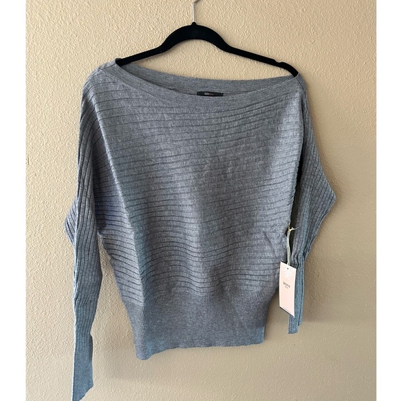 Gray one shoulder ribbed sweater - Picture 6 of 6